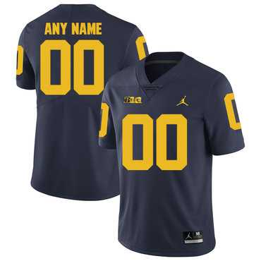 Men%27s Michigan Wolverines Navy Customized College Football Jersey->customized ncaa jersey->Custom Jersey